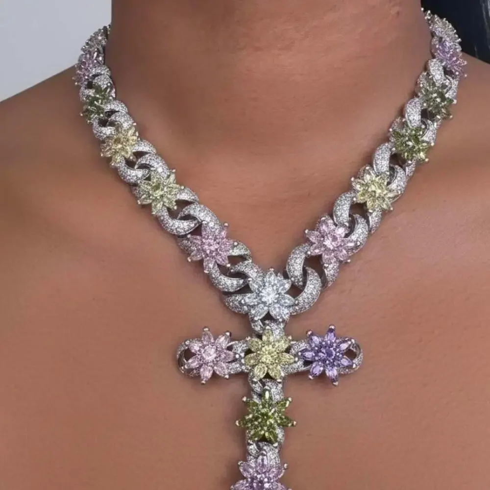 Multi Coloured Cross Necklace 18 Inch 3432
